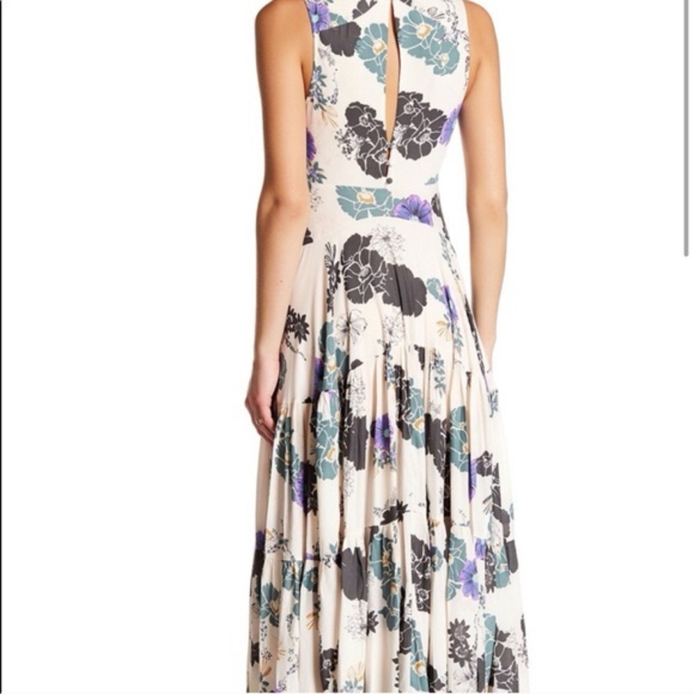 Free People Cream Floral Maxi Dress with Purple & Green Accents - Picture 2 of 10